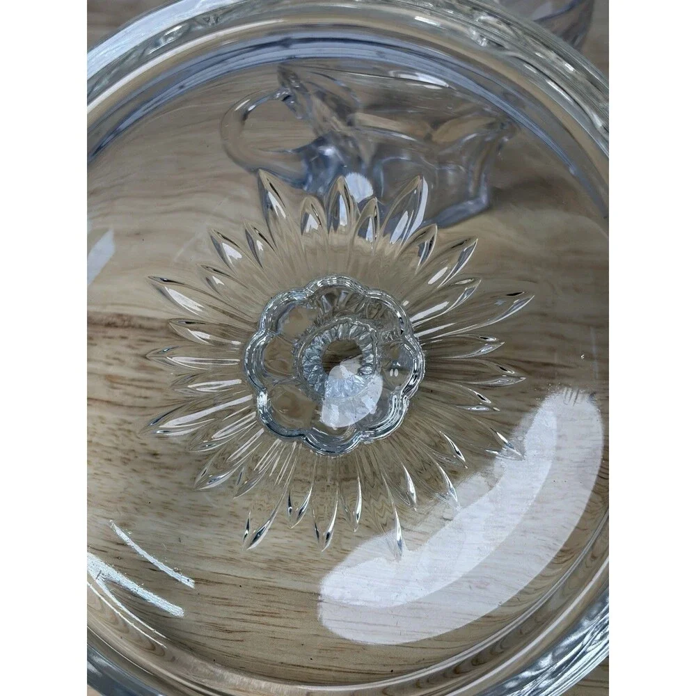 Heisey Glass Plantation Pineapple Round Covered Butter Dish + Punch Cup Vintage